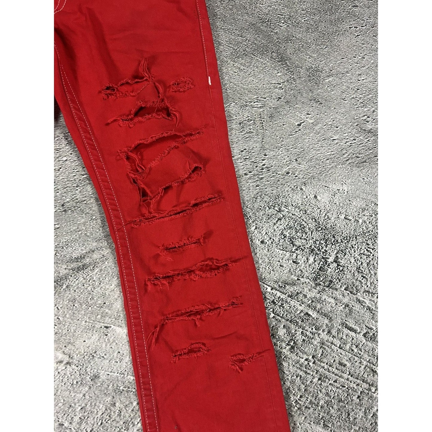 True Religion red jeans contrast stitching straight w flaps