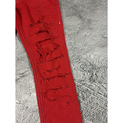 True Religion red jeans contrast stitching straight w flaps