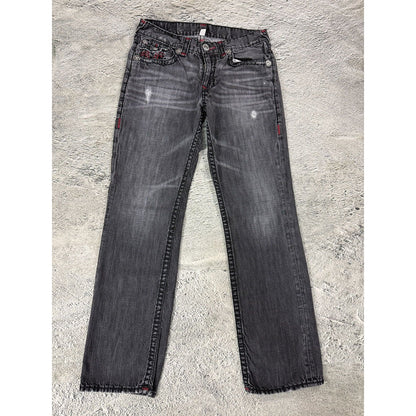 True Religion gray red stitching vamp jeans straight denim