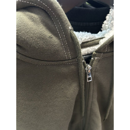 True Religion zip hoodie big logo vintage sherpa green Y2K