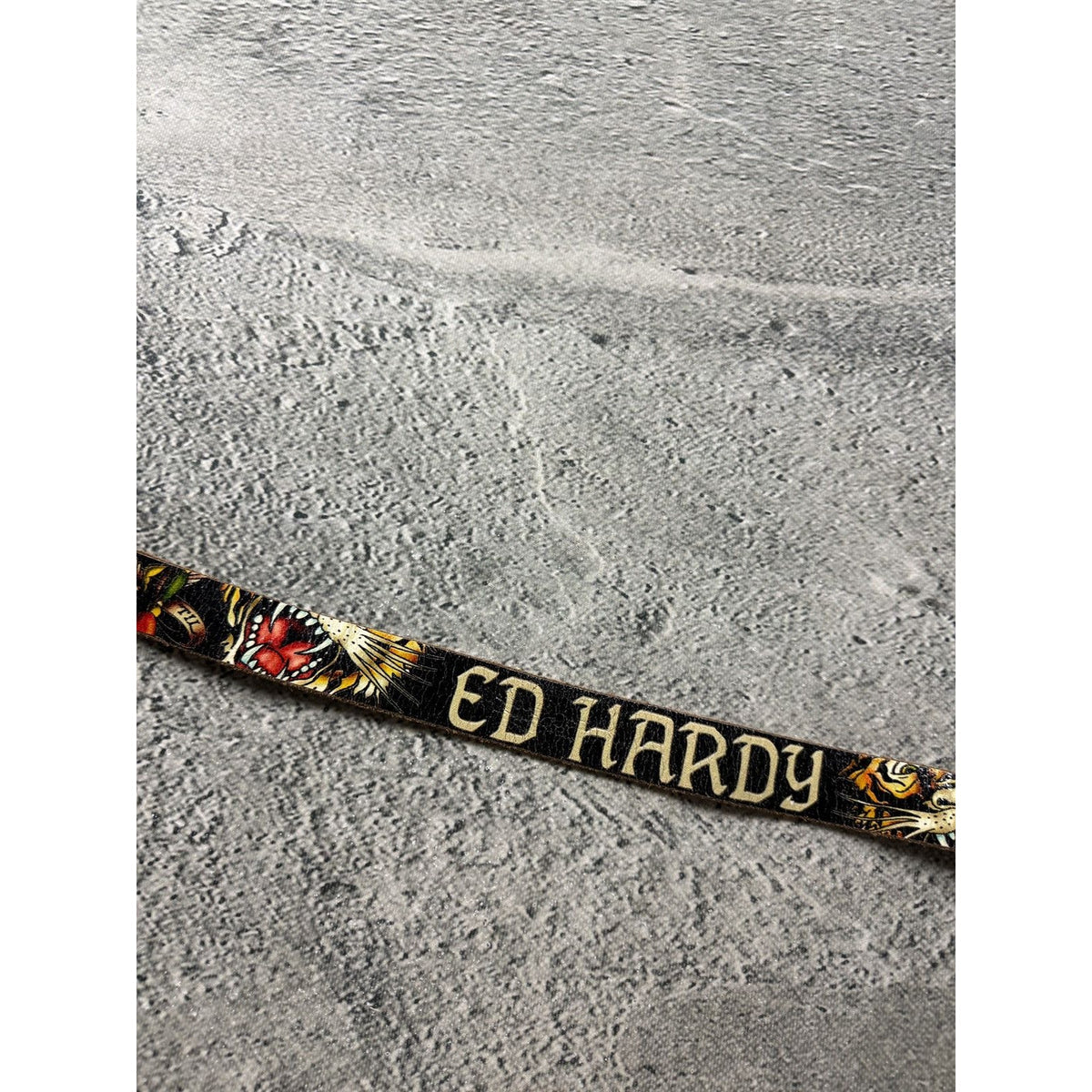 Ed Hardy by Christian Audigier belt black leather tattoo Y2K