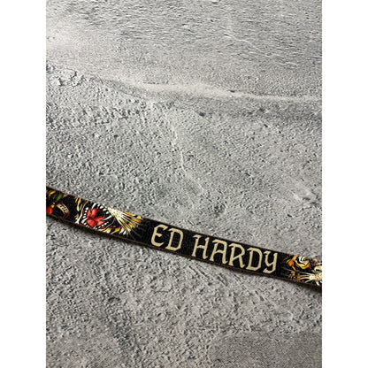 Ed Hardy by Christian Audigier belt black leather tattoo Y2K