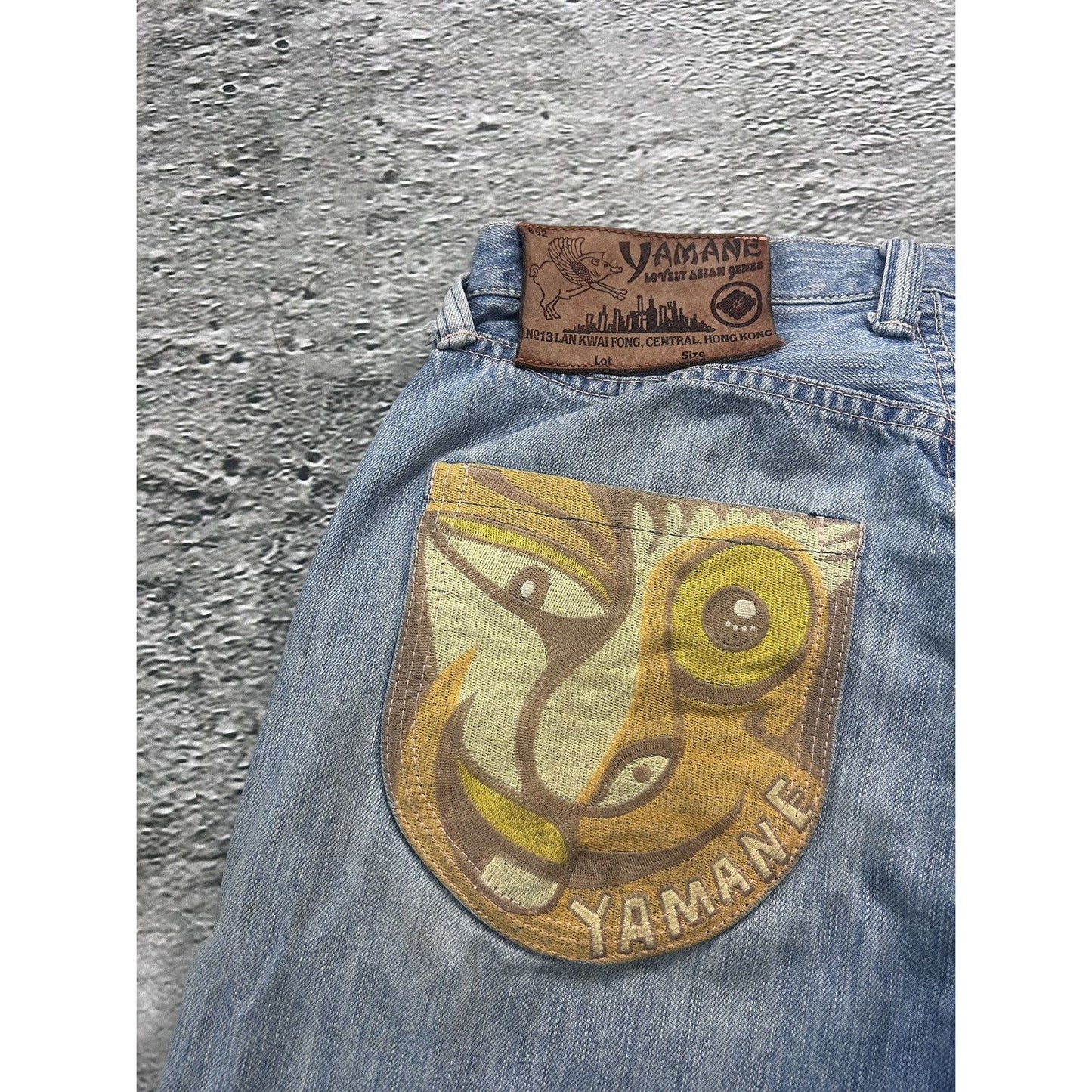 Yamane jorts Evisu denim shorts jeans Y2K embroidery face