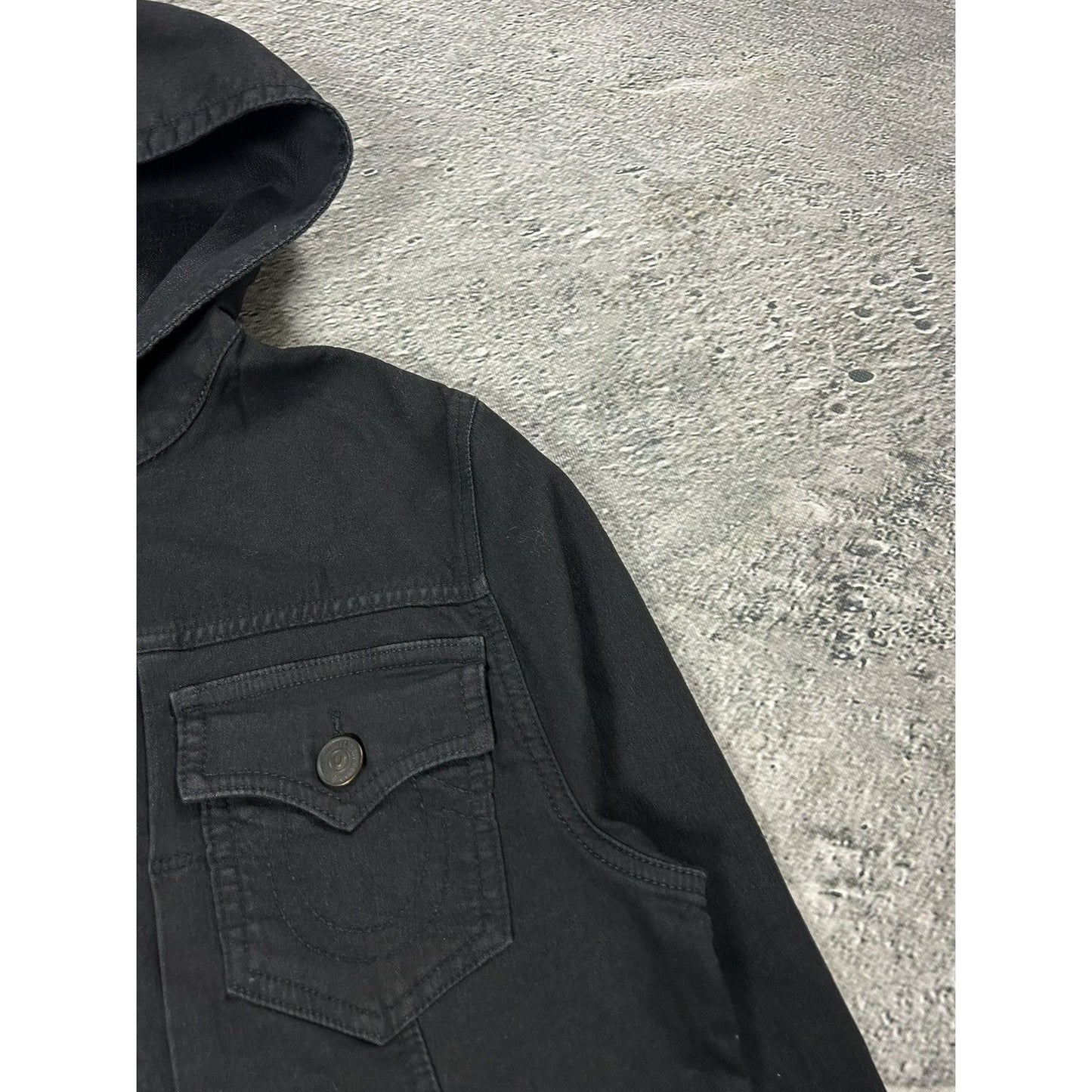 True Religion denim jacket black hooded