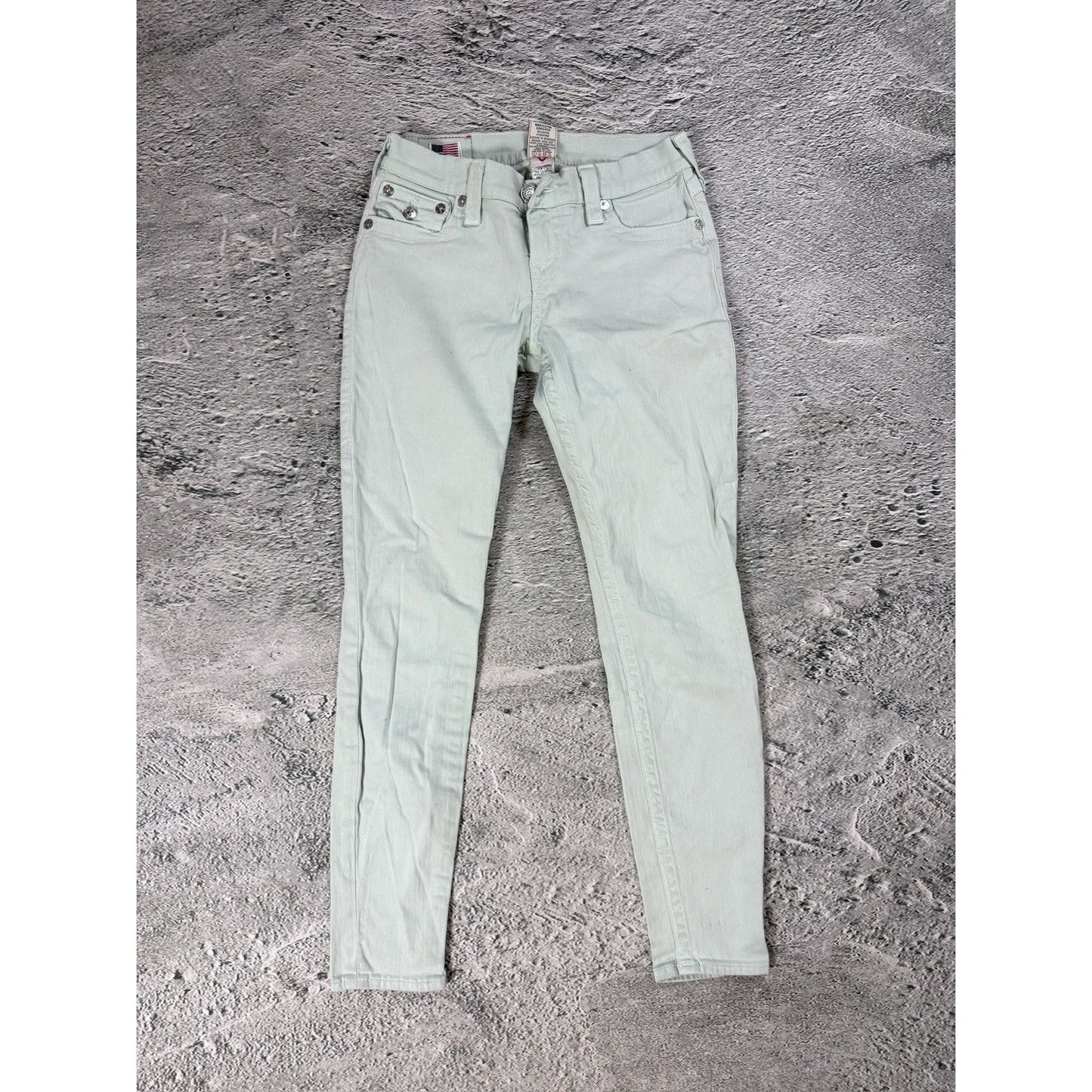 True Religion jeans mint turquoise vintage denim pants slim