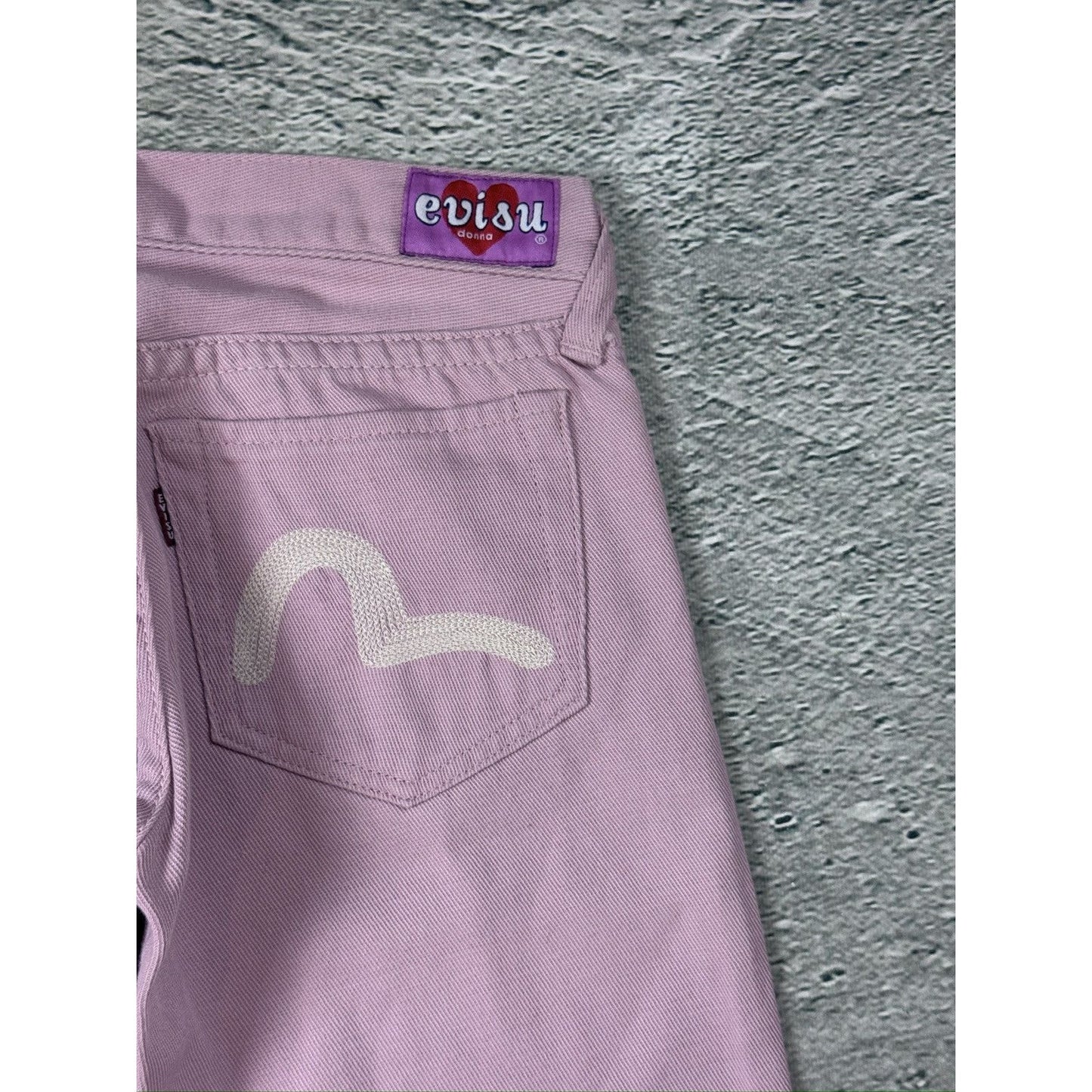 Evisu Donna Pink jeans bootcut flared seagull embroidery
