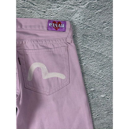 Evisu Donna Pink jeans bootcut flared seagull embroidery