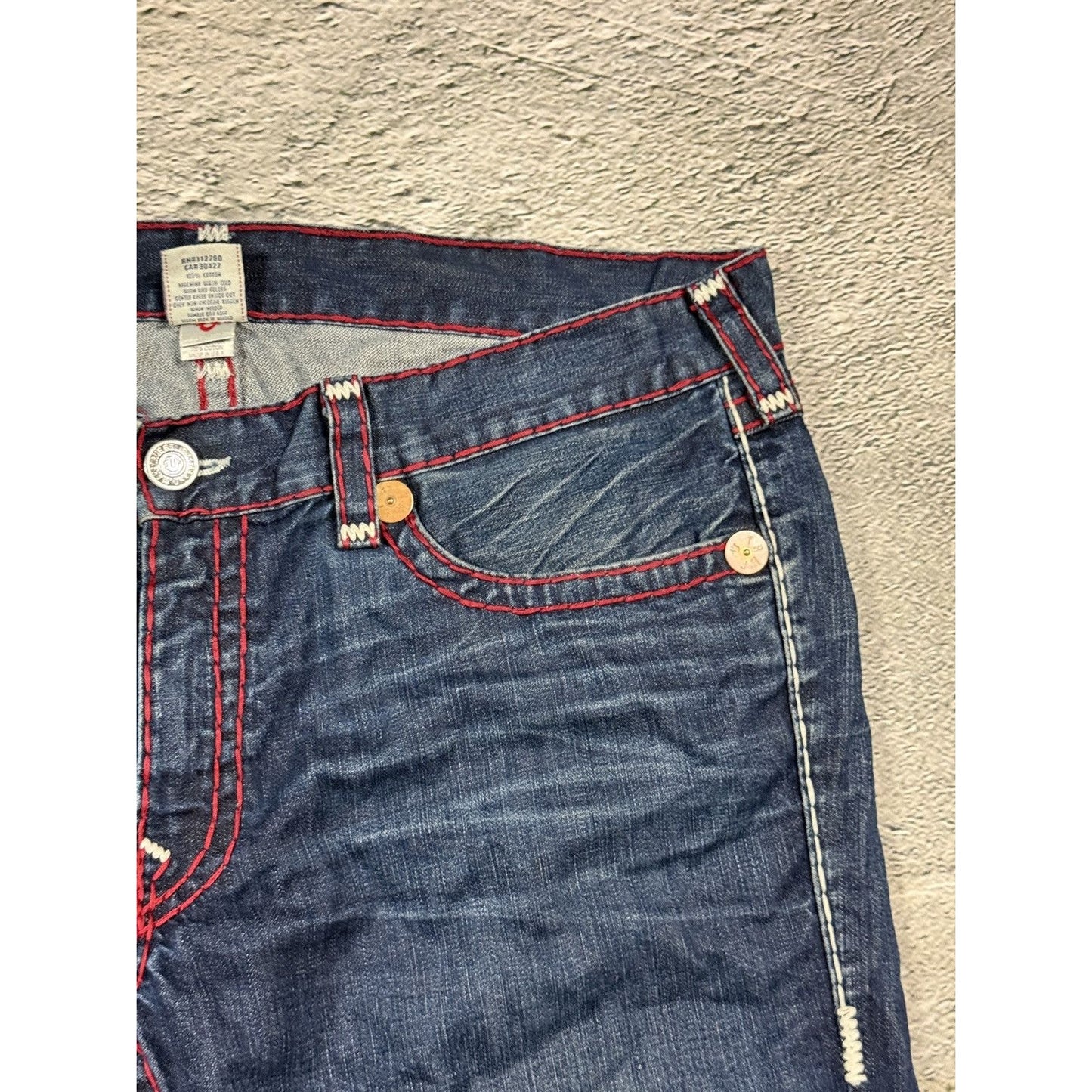 True Religion jeans red white stitch blue Ricky Super T
