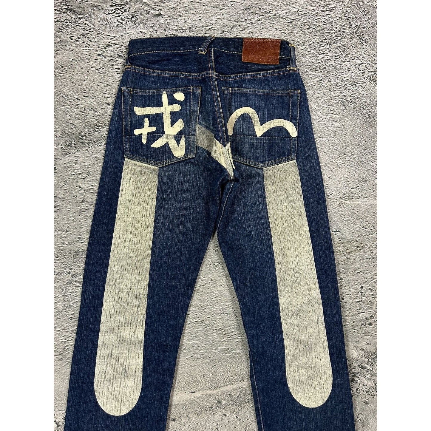 Evisu jeans daicock vintage selvedge navy big logo white