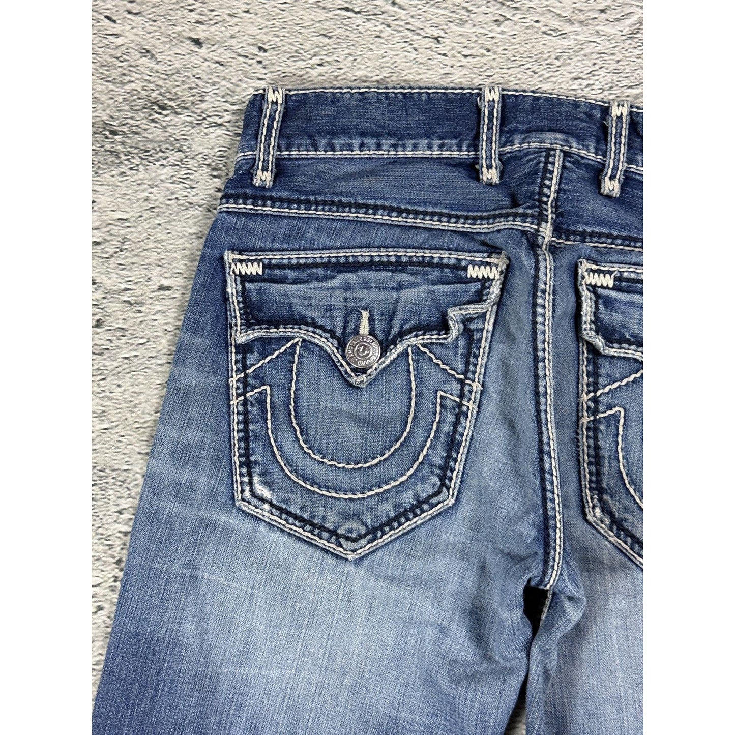 True Religion jeans Nathan Giant Y2K blue white stitching
