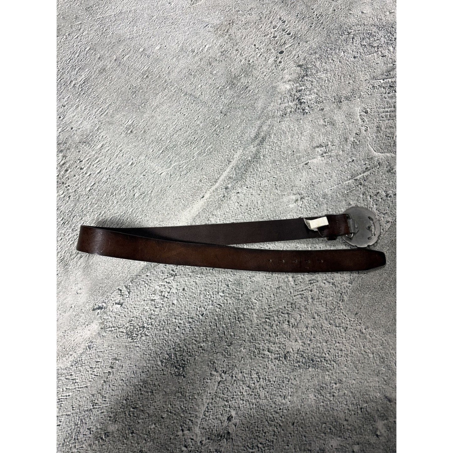Diesel leather belt big buckle Y2K brown