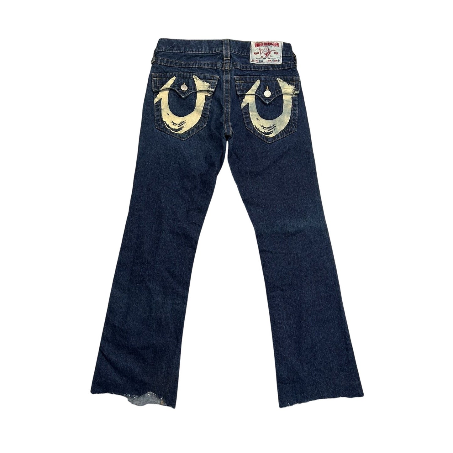 True Religion jeans flared big logo painted blue Y2K Billy