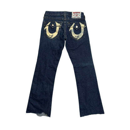 True Religion jeans flared big logo painted blue Y2K Billy
