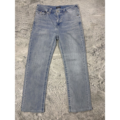 True Religion jeans straight baby blue white stitch Y2K