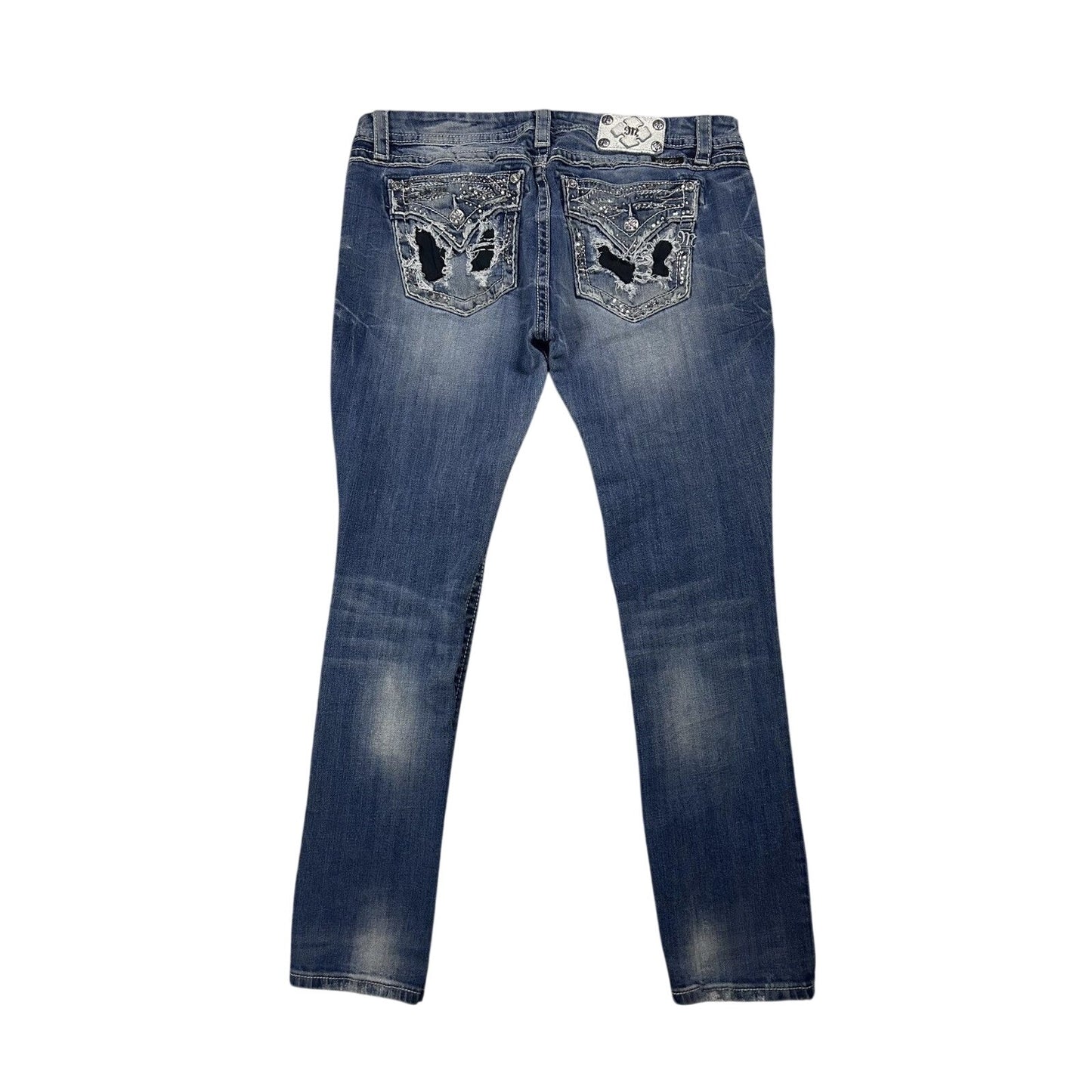 Miss Me flared bootcut white stitching denim vintage y2k