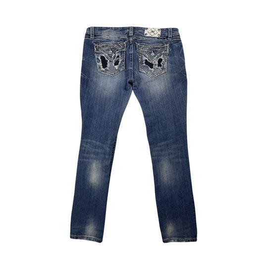 Miss Me flared bootcut white stitching denim vintage y2k