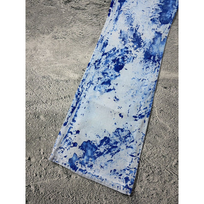 Dolce & Gabbana Painted flared jeans denim white blue