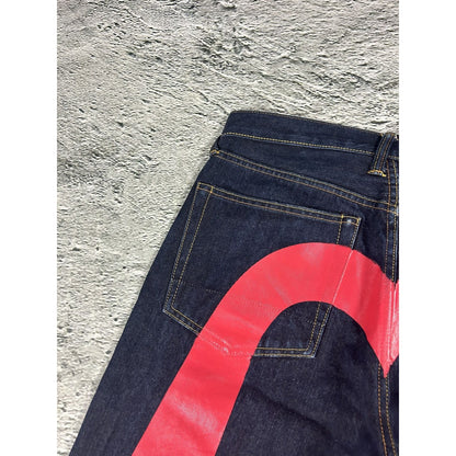 Evisu jeans daicock big logo red selvedge denim
