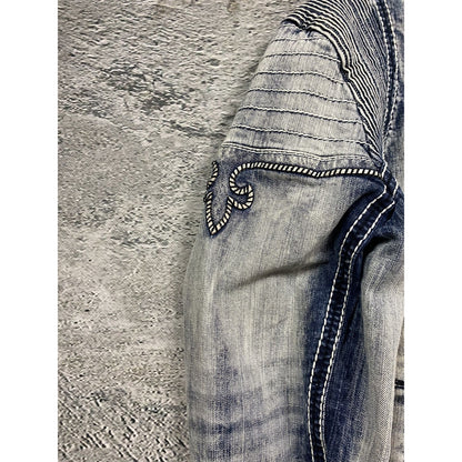 Rock Revival moto biker denim jacket washed vintage