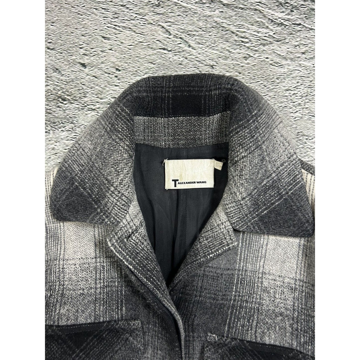 Alexander Wang coat plaid wool grey with fringes