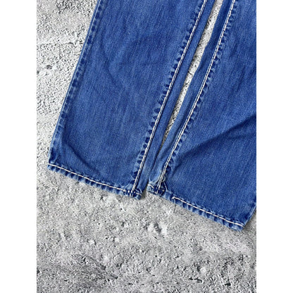 True Religion vintage jeans blue thick stitching Geno Y2K