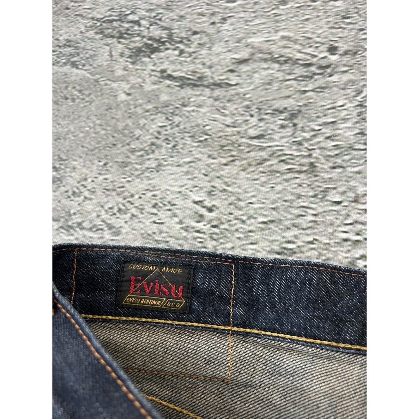 Evisu jeans daicock big logo white selvedge denim Y2K