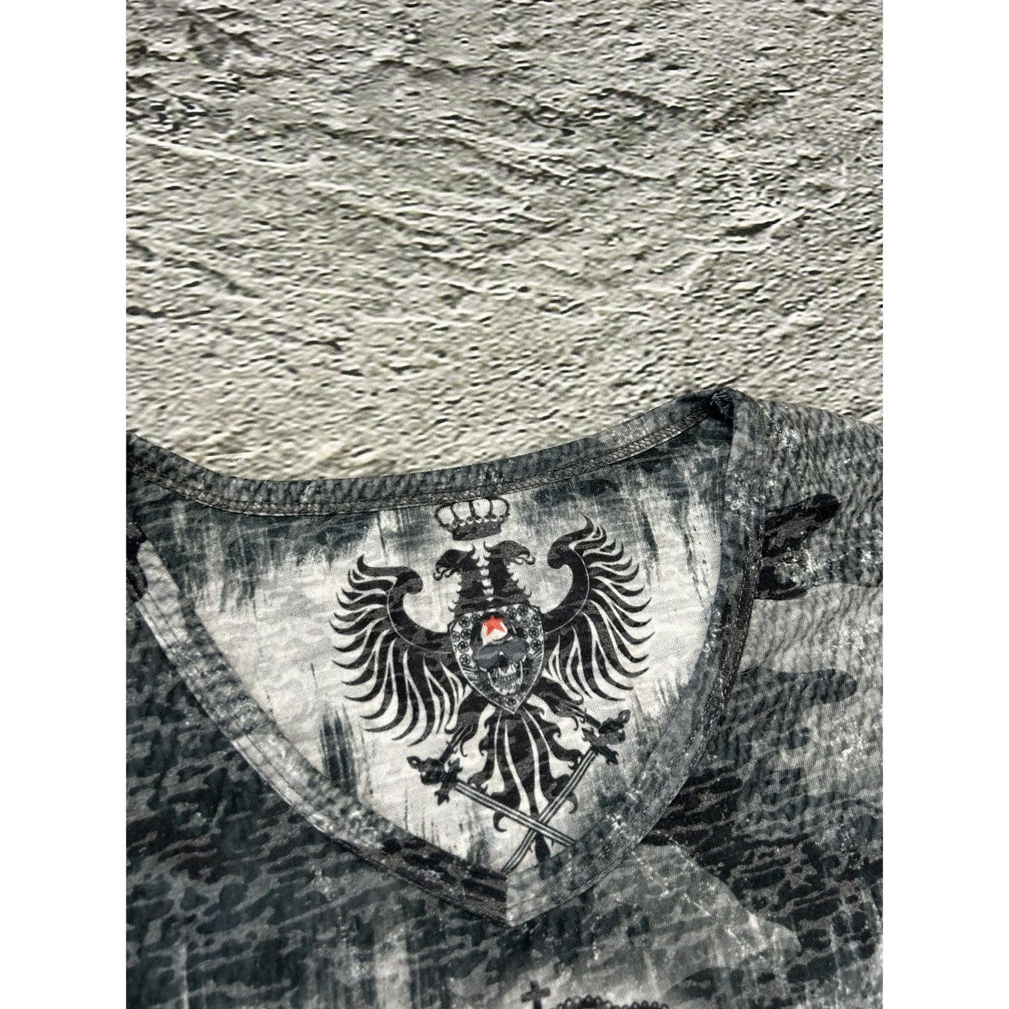 Roberto Geissini Vintage grey T-shirt Y2K Affliction style