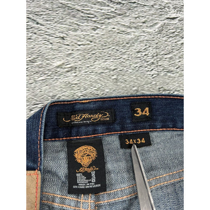 Ed Hardy Christian Audigier vintage jeans big logo pants
