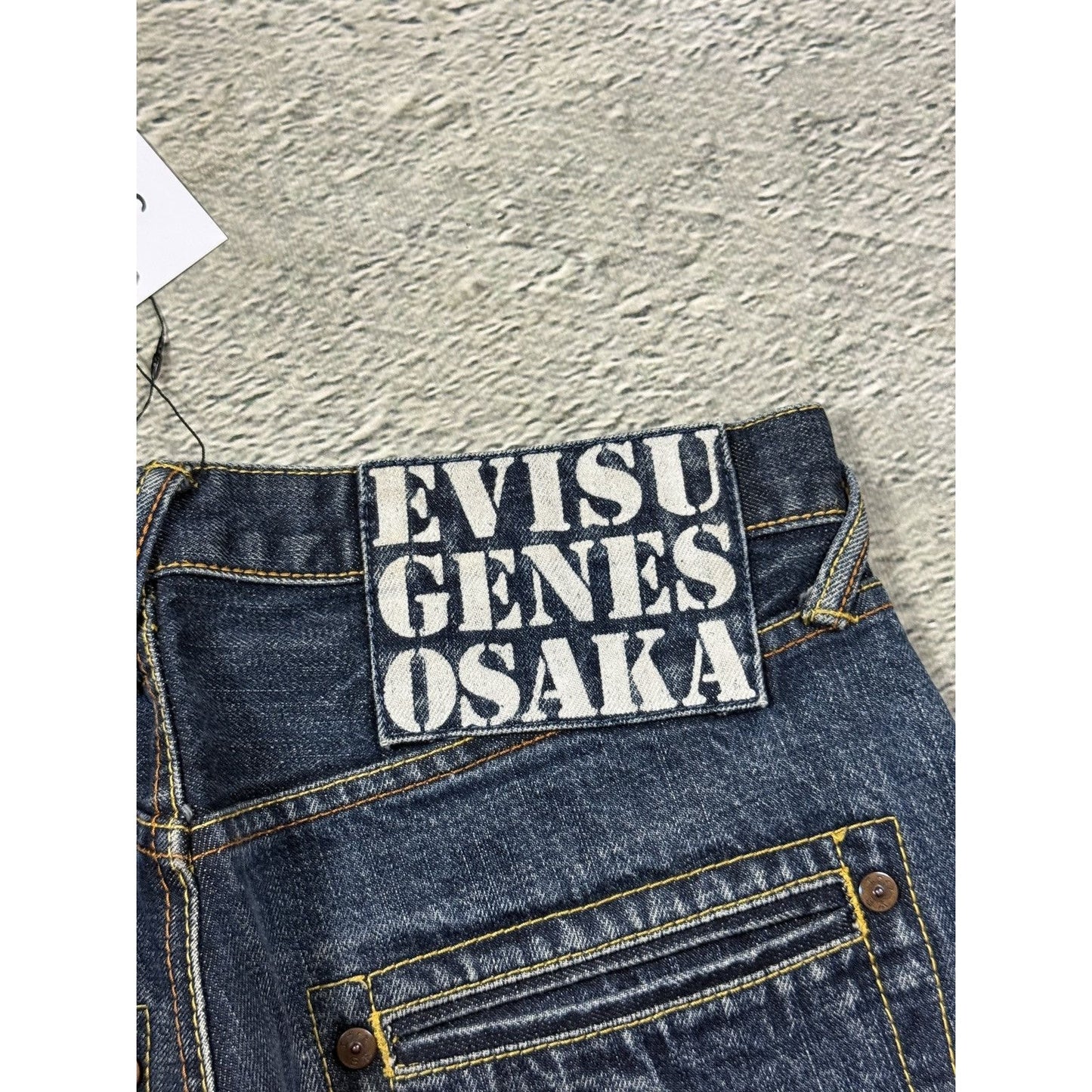Evisu jeans daicock leather brown big logo navy raw Selvedge