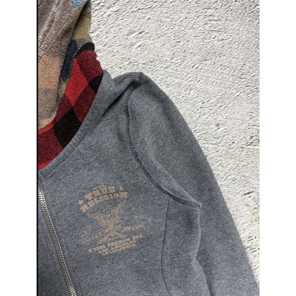 True Religion zip hoodie gray patchwork studded