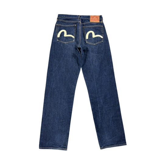 Evisu jeans vintage handpainted seagull logo selvedge white