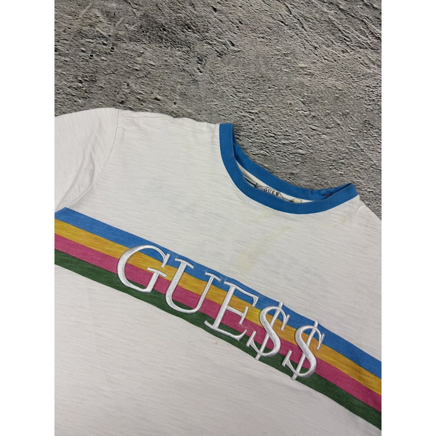 A$AP GUESS multicolor stripe t-shirt Rocky Swag Y2K