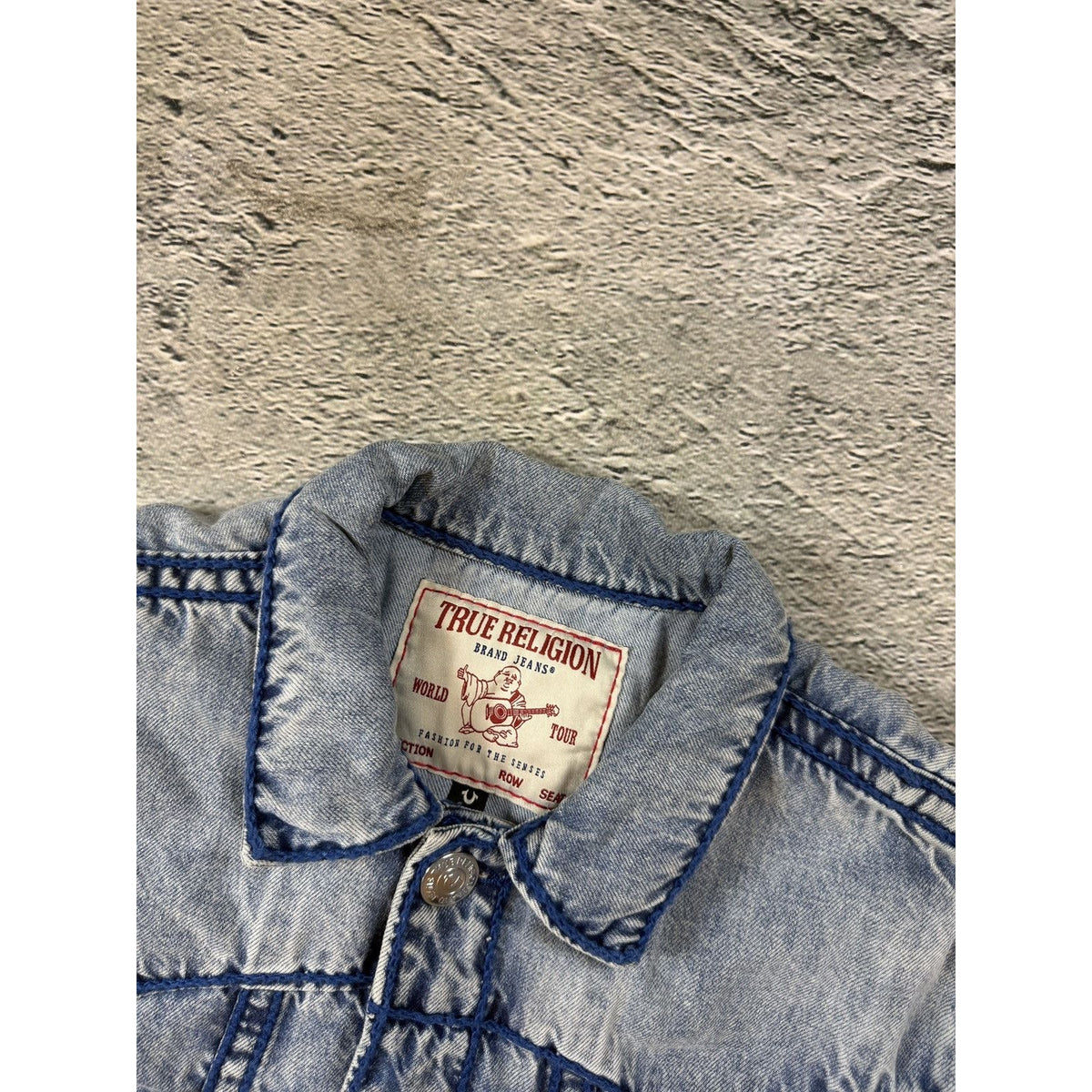 True Religion denim jacket trucker washed blue rope stitch