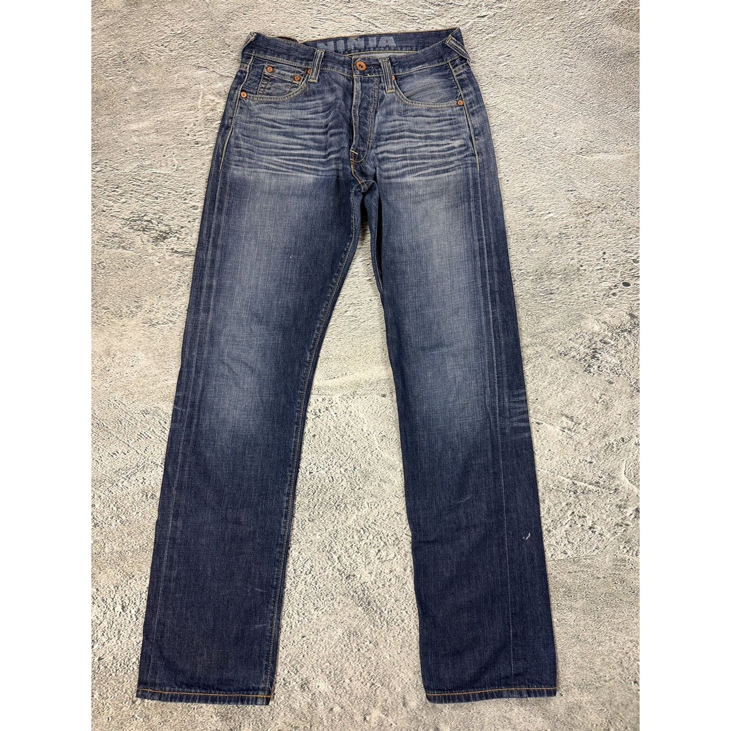 Evisu jeans white daicock big logo blue selvedge denim EU ED