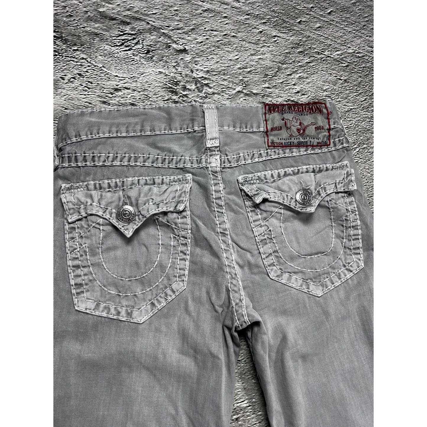 True Religion vintage grey jeans Ricky contrast stitching