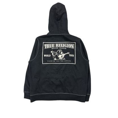 True Religion zip hoodie vintage Black White stitching