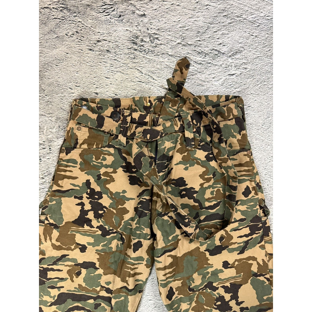 Evisu private stock camo Evis cow tag hand painted