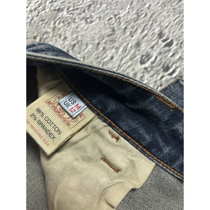 Evisu Donna vintage navy blue skirt seagulls Y2K