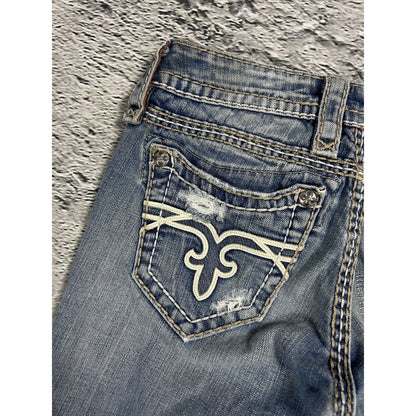 Rock Revival vintage light jeans leather patch Y2K flared
