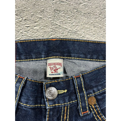 True Religion jorts denim shorts navy stitching Ricky