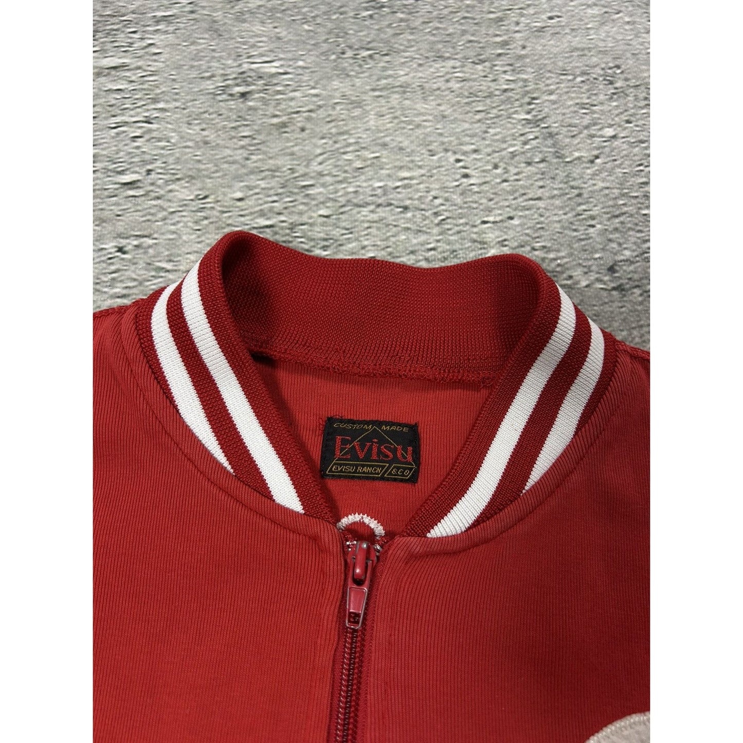 Evisu Mighty varsity jacket red big logo zip sweatshirt