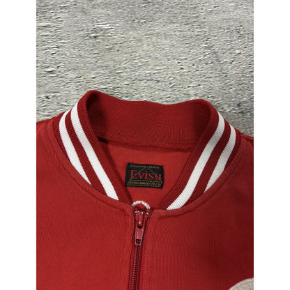 Evisu Mighty varsity jacket red big logo zip sweatshirt