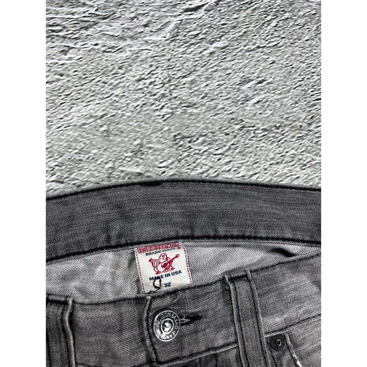 True Religion vintage grey jeans Ricky contrast stitching