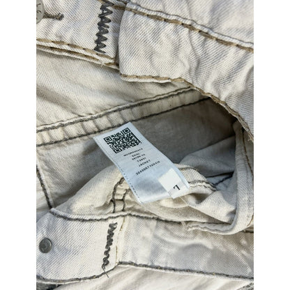 True Religion denim jacket white thick stitching Y2K linen