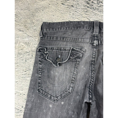 True Religion washed grey dark black jeans straight