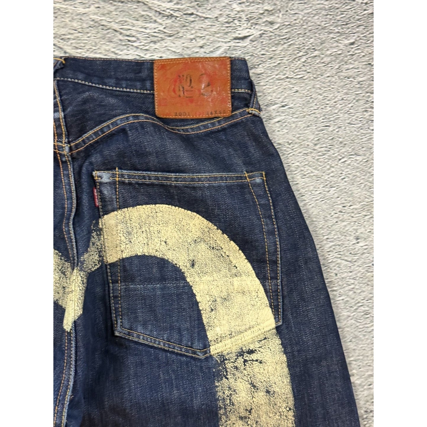 Evisu jeans white daicock big logo blue selvedge denim