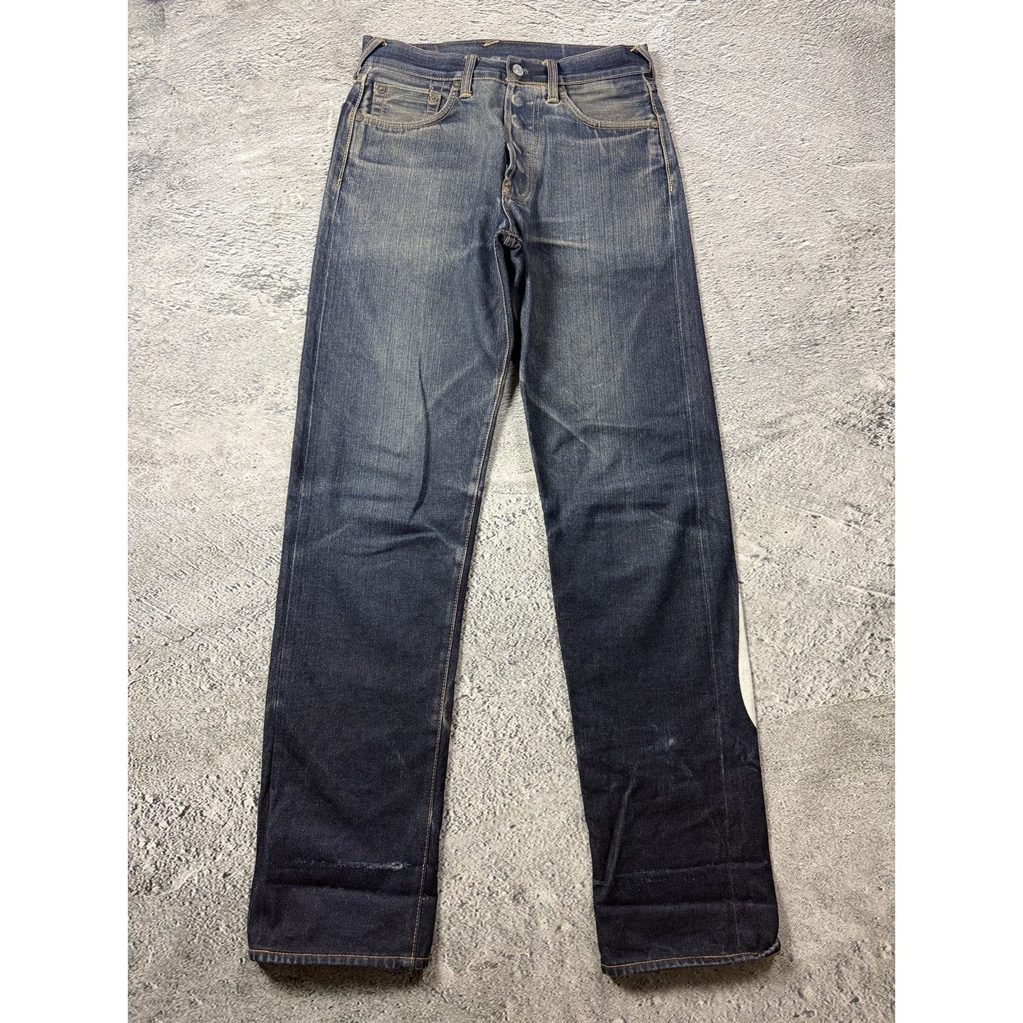 Evisu jeans white daicock big logo blue selvedge denim