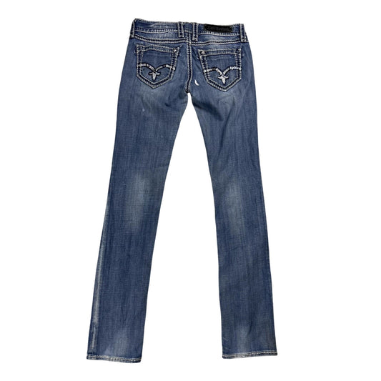 Rock Revival rhinestone glitter jeans Y2K flared denisa