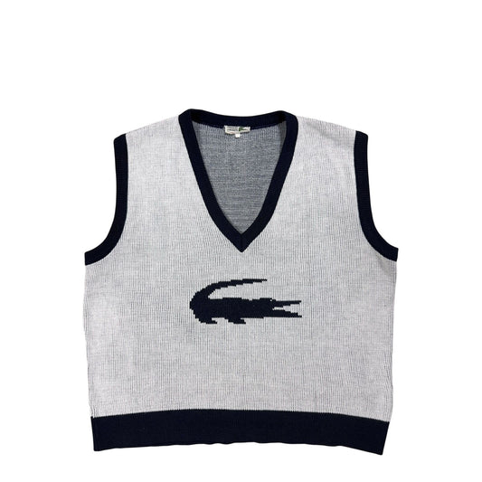Lacoste vintage white sweater vest big logo 80s