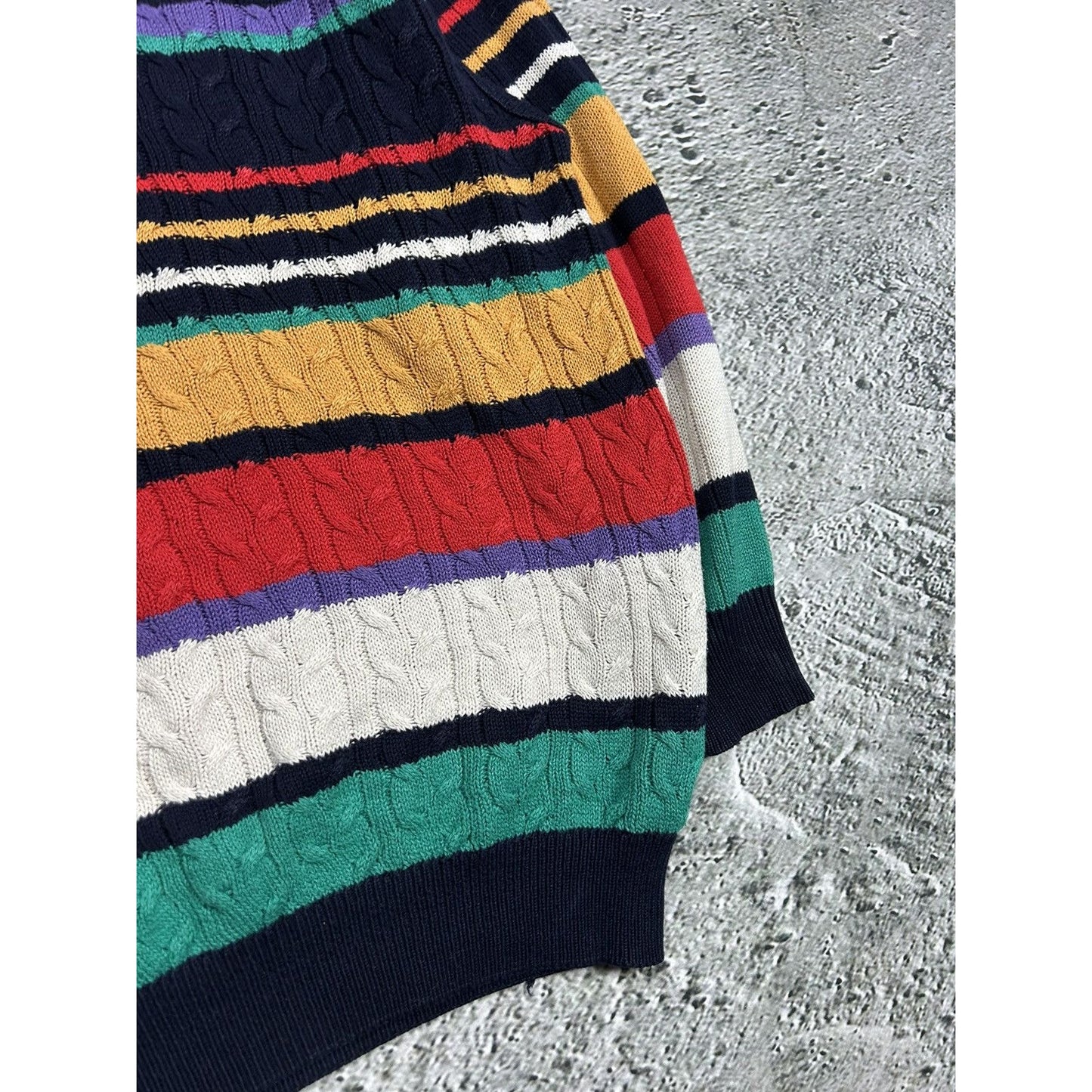 Monello vintage sweater Coogi style cable knit multicolor